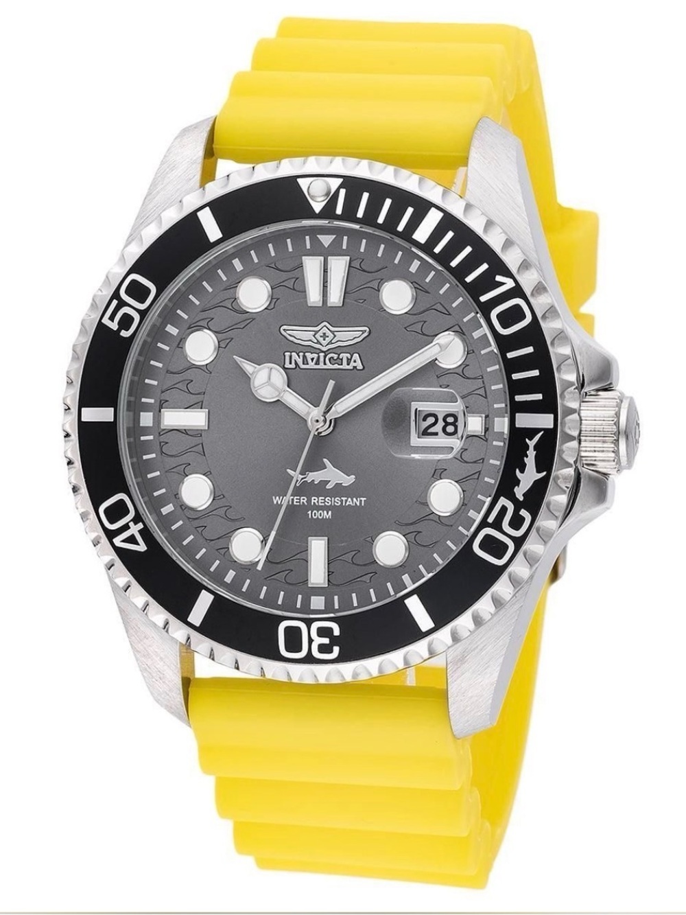 Invicta NEW Men's WATCH Yellow Silicone Strap Swim Watch with Black Bezel + sham